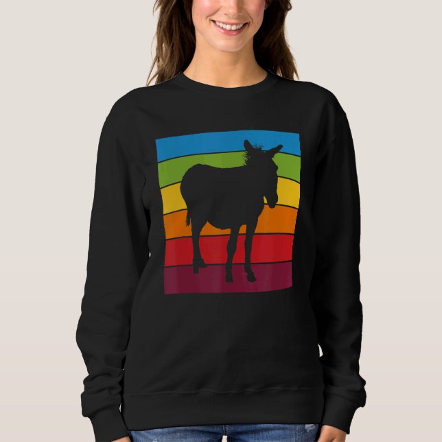 Rainbow Donkey Cute Donkey  Picture Colourful Stri Sweatshirt (Front)