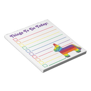 Rainbow Donkey Piñata Party Favour To Do List Notepad