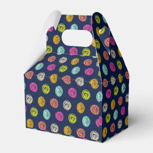 Rainbow Doodle Dot Confetti on Navy Favour Box