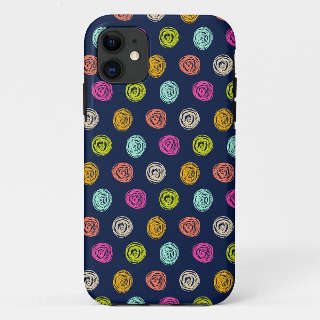 Rainbow Doodle Dot Confetti on Navy Wrapping Paper Case-Mate iPhone Case (Back)