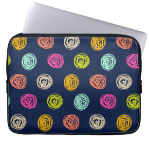Rainbow Doodle Dot Confetti on Navy Wrapping Paper Laptop Sleeve