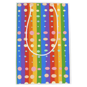 RAINBOW DOT SRIPES MEDIUM GIFT BAG