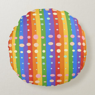 RAINBOW DOT SRIPES ROUND CUSHION