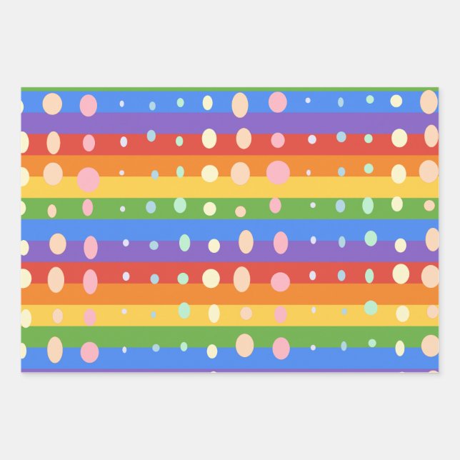 RAINBOW DOT SRIPES WRAPPING PAPER SHEET (Front)