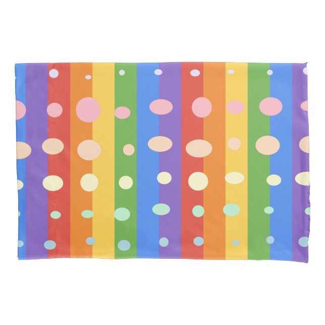 RAINBOW DOT STRIPES PILLOWCASE (Front)