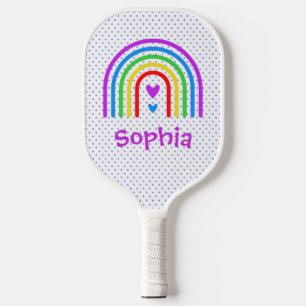 Rainbow, Dots and Hearts Signature Pickleball Paddle