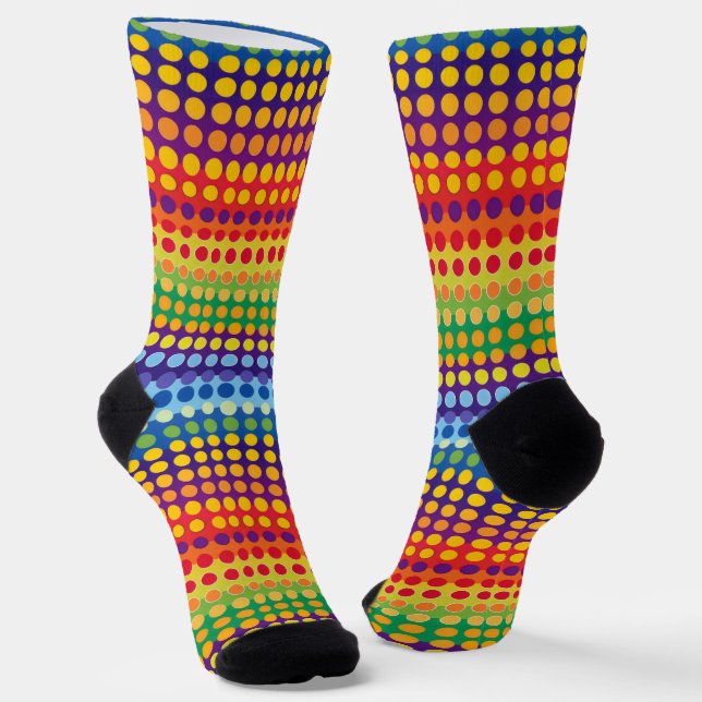 Rainbow Dots and Stripes Socks (Angled)