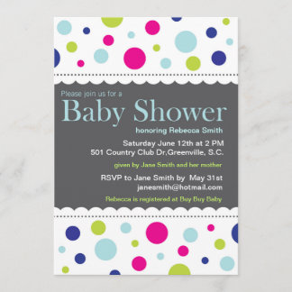 Rainbow Dots Baby Shower Invitation