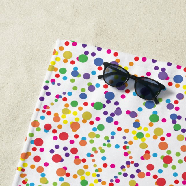 Rainbow Dots Beach Towel (In Situ)