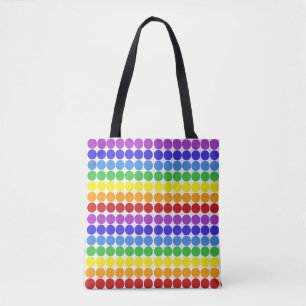 Rainbow dots circles colourful on white Afridrille Tote Bag