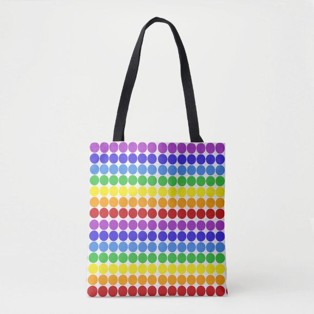 Rainbow dots circles colourful on white Afridrille Tote Bag (Front)