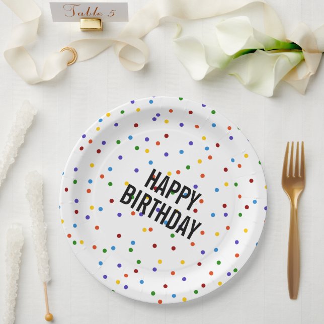 Rainbow Dots pattern Birthday Party Paper Plate (Wedding)