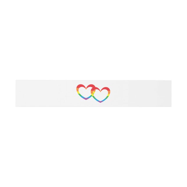 "Rainbow Double Hearts" Belly Bands Invitation Belly Band (Flat)