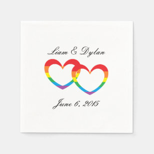 "Rainbow Double Hearts" Paper Napkins