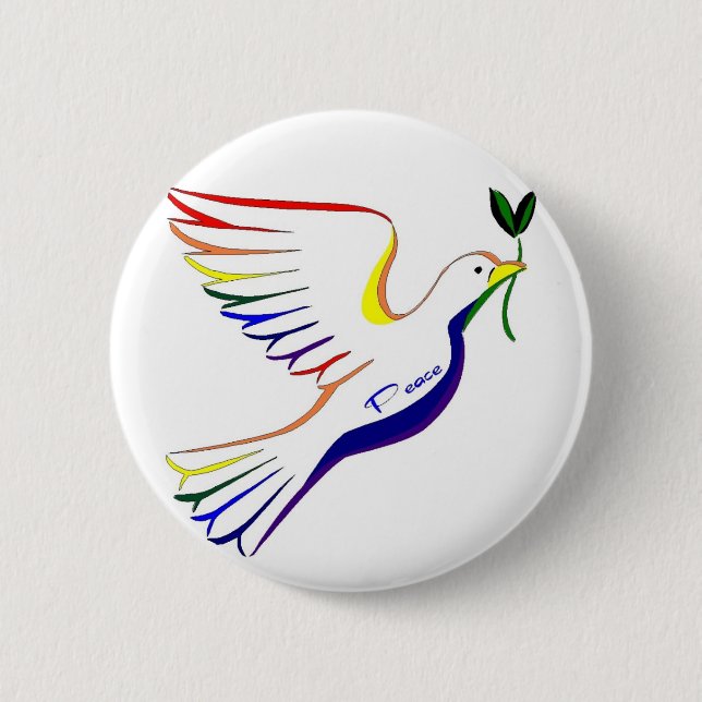 Rainbow Dove 6 Cm Round Badge (Front)