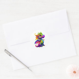 Rainbow Dragon Classic Round Sticker