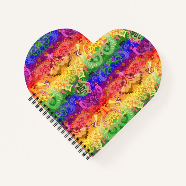 Rainbow Dragon Damask - Gay Pride Flag Colours Notebook (Front)