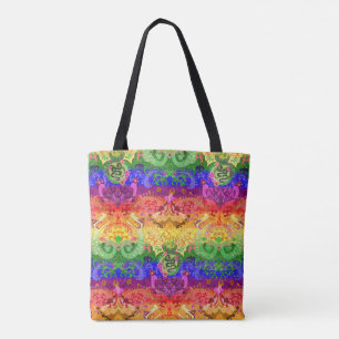 Rainbow Dragon Damask - Gay Pride Flag Colours Tote Bag