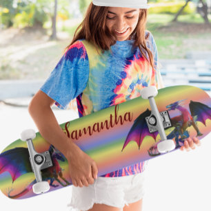 Rainbow Dragon Personalised Name Skateboard