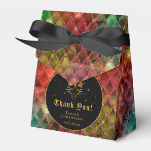 Rainbow Dragon Scales Gold Birthday Thank You Favour Box