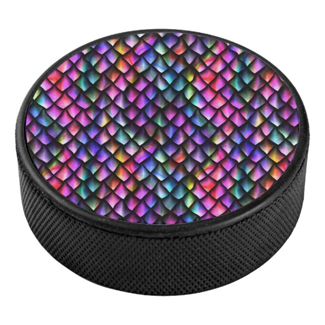 Rainbow Dragon Scales Hockey Puck (3/4)