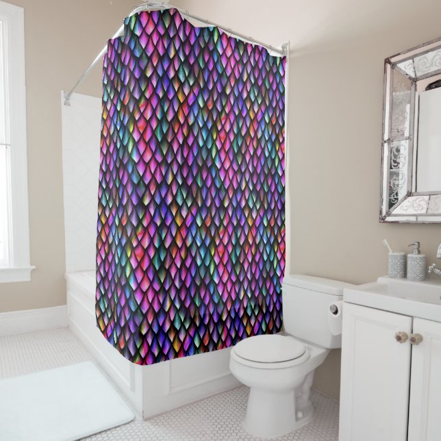 Rainbow Dragon Scales Shower Curtain (In Situ)