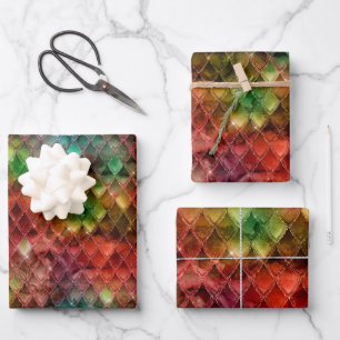 Rainbow Dragon Scales Wrapping Paper Sheet