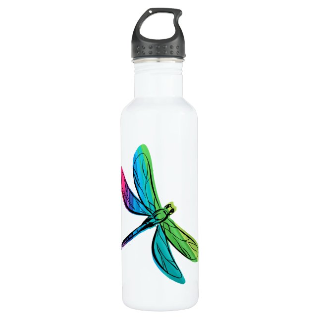 Rainbow Dragonfly 710 Ml Water Bottle (Front)