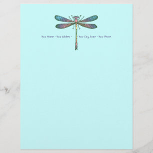 Rainbow Dragonfly Customized Letterhead