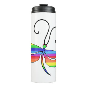 Rainbow dragonfly insect art thermal tumbler