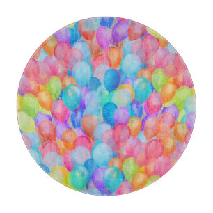 Rainbow Dreams: Watercolor Balloon Art Cutting Board