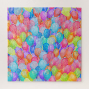 Rainbow Dreams: Watercolor Balloon Art Jigsaw Puzzle