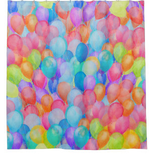 Rainbow Dreams: Watercolor Balloon Art Shower Curtain