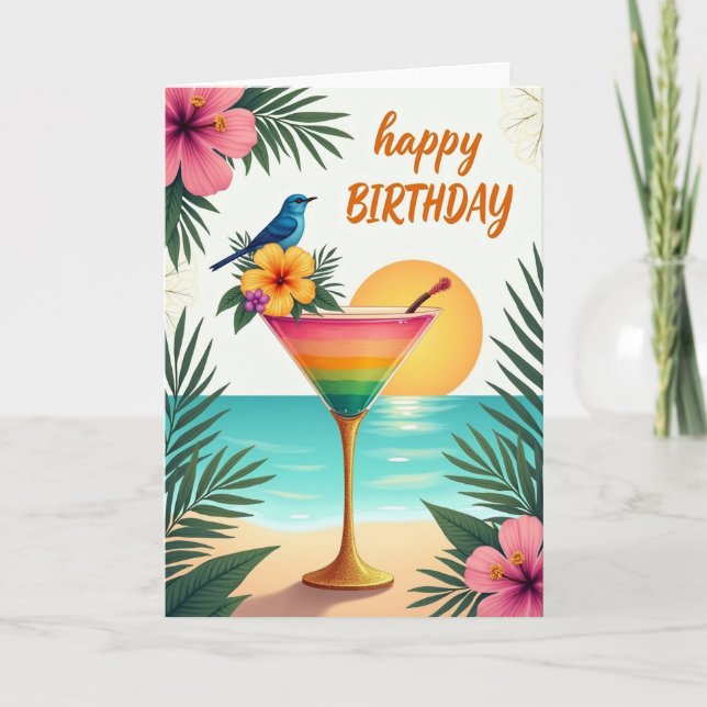 Rainbow Drink Birthday Card (Front)