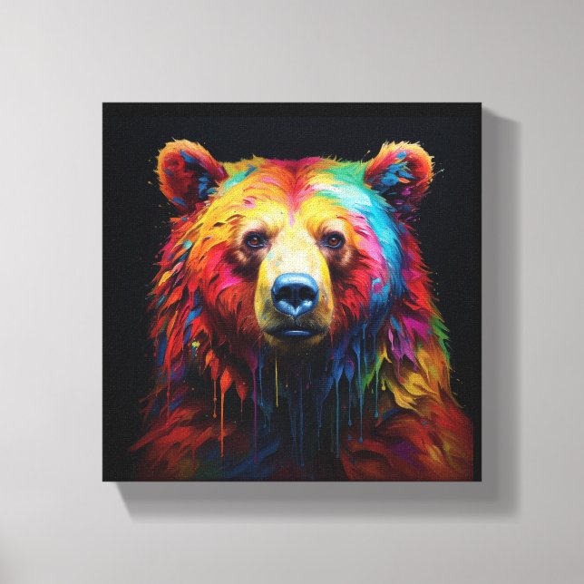 Rainbow Drip Bear Canvas Print (Front)