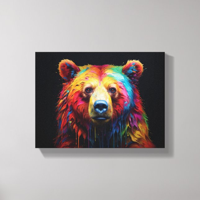 Rainbow Drip Bear Canvas Print (Front)