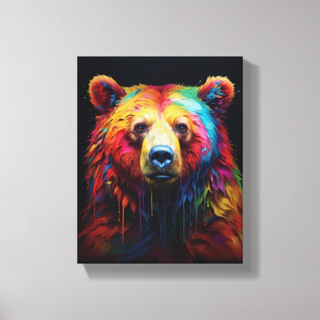 Rainbow Drip Bear Canvas Print (Front)