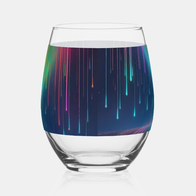 Rainbow Drip Trip Stemless Wine Glass (Left)