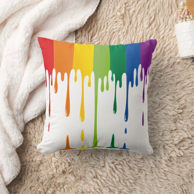 Rainbow Dripping Paint Liquid Abstract Art Cushion (Blanket)