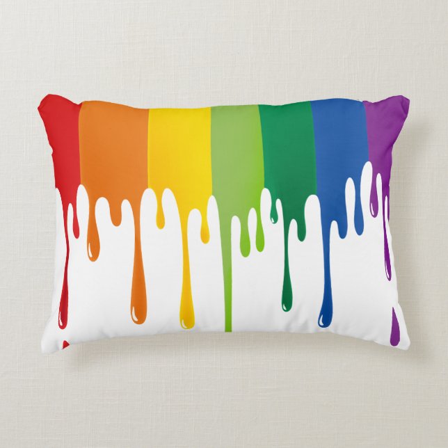 Rainbow Dripping Paint Liquid Abstract Art Decorative Cushion (Front)