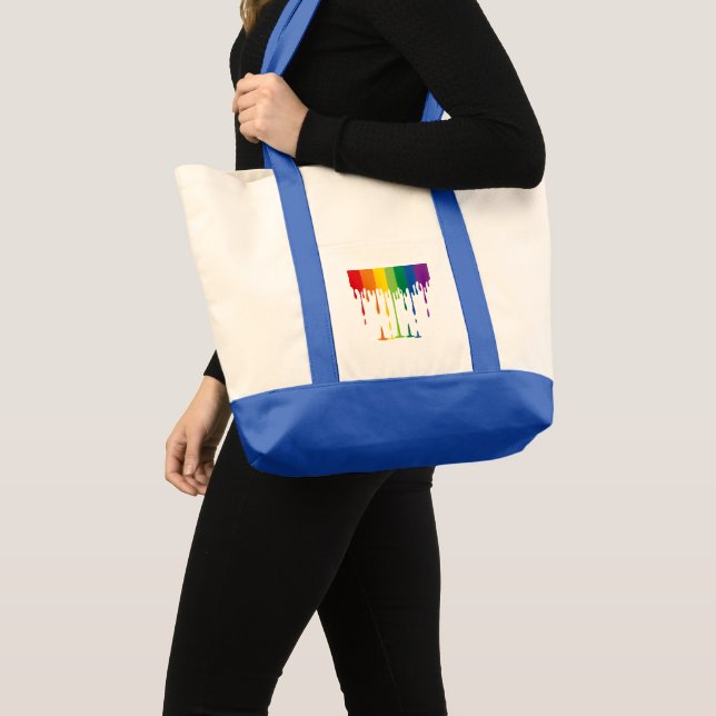 Rainbow Dripping Paint Liquid Abstract Art Tote Bag (Front (Product))