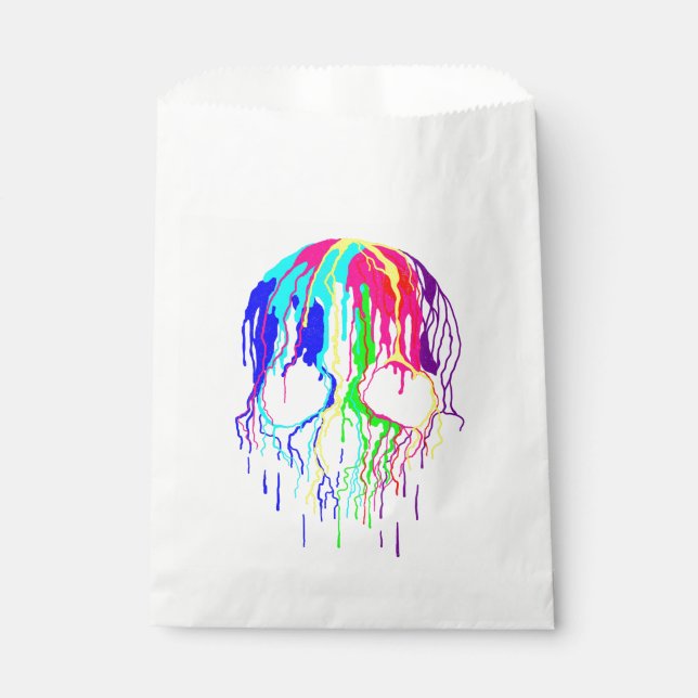 rainbow dripping paint Skull drip Favour Bags (Front)
