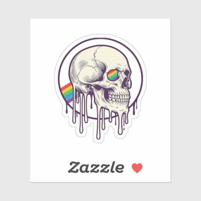 Rainbow Dripping Skull Vintage Engraving Design_1 (Sheet)