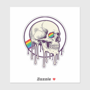 Rainbow Dripping Skull Vintage Engraving Design_1