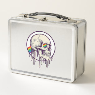 Rainbow Dripping Skull Vintage Engraving Design_1 Metal Lunch Box