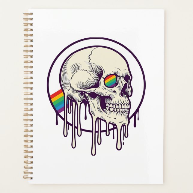 Rainbow Dripping Skull Vintage Engraving Design_1 Planner (Front)