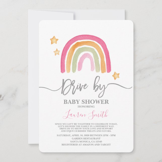 Rainbow Drive by Baby Shower Invitation (Front)