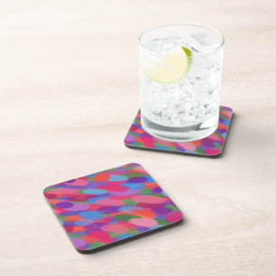 Rainbow Droplets Colourful Abstract Pattern Coaster