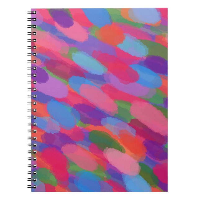 Rainbow Droplets Colourful Abstract Pattern Spiral Notebook (Front)