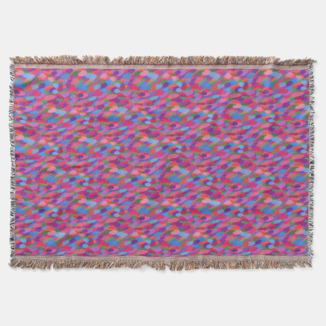 Rainbow Droplets Colourful Abstract Pattern Throw Blanket (Front)